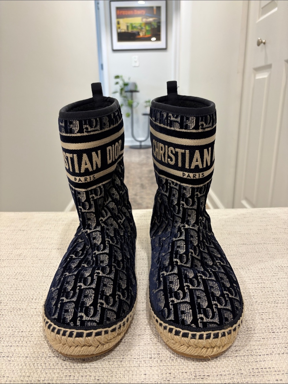 Christian Dior Granville Oblique Espadrille Boots – Deep Navy Blue | Size 38